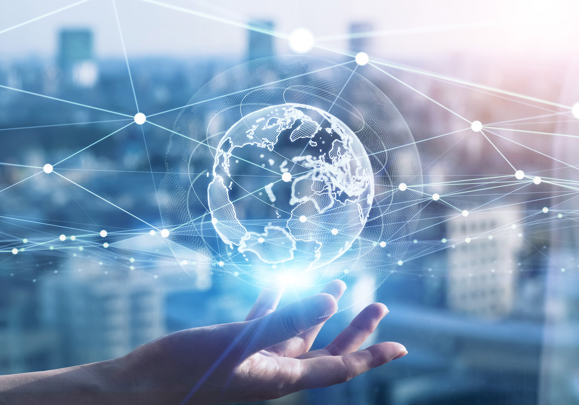Global communication network concept. Digital transformation.