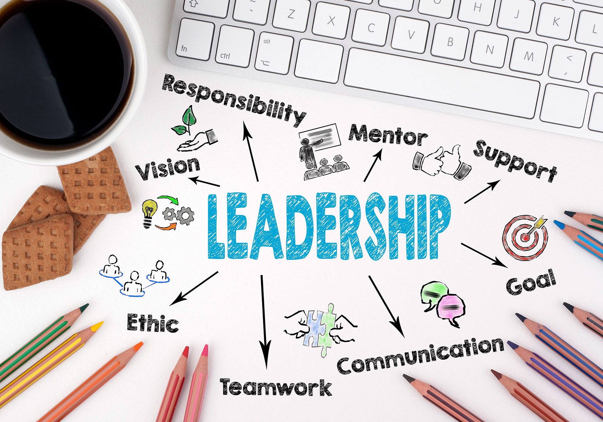 Leadership Concept. White office desk